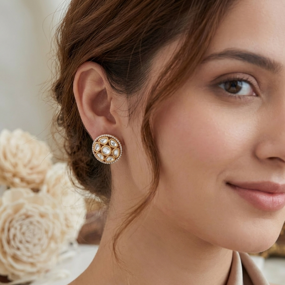 Polki round studs