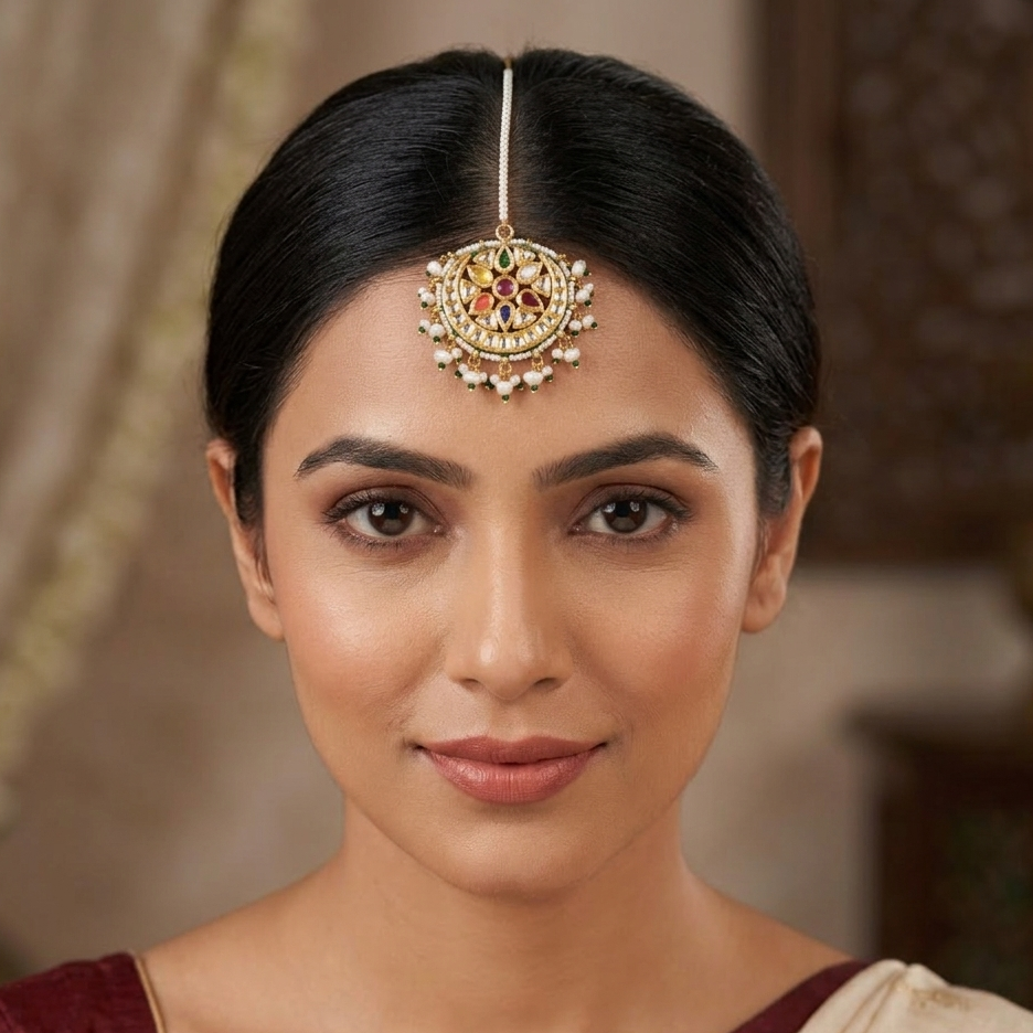 Small navratna maang tikka