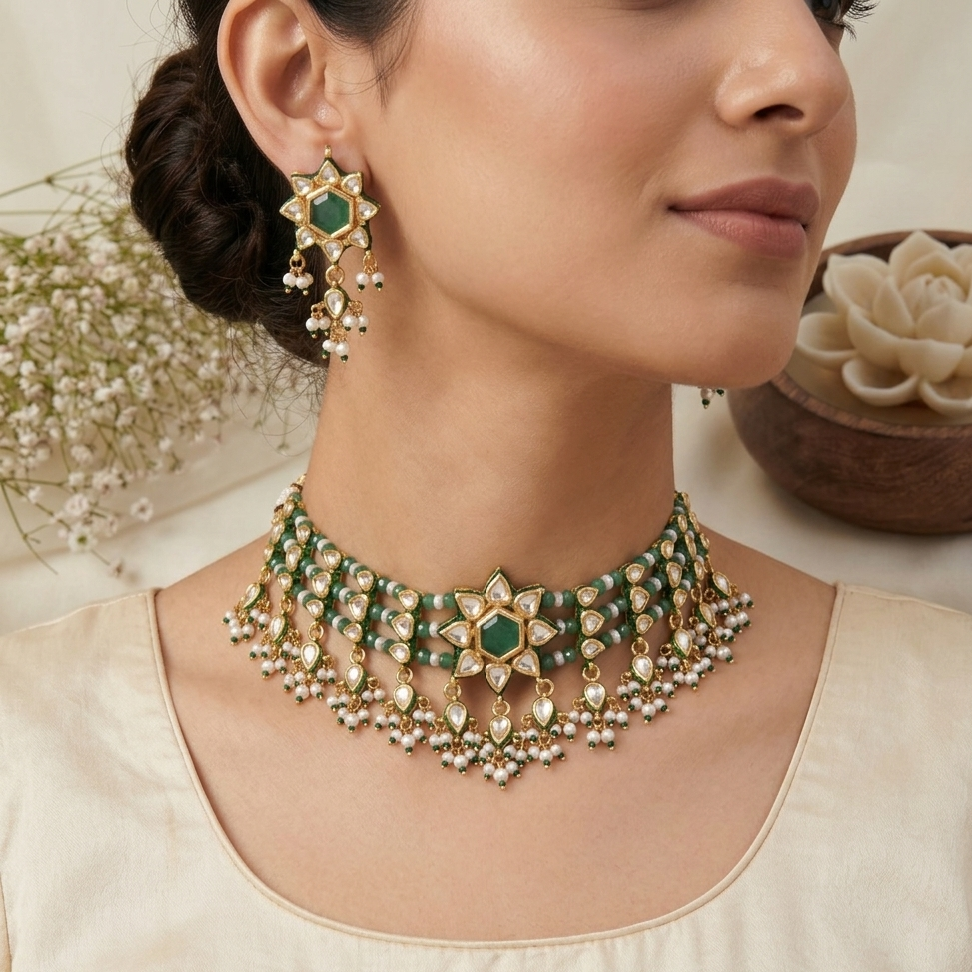 Emerald chokhar set