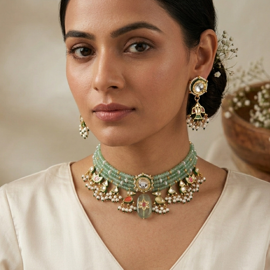 Emerald Azure chokar set