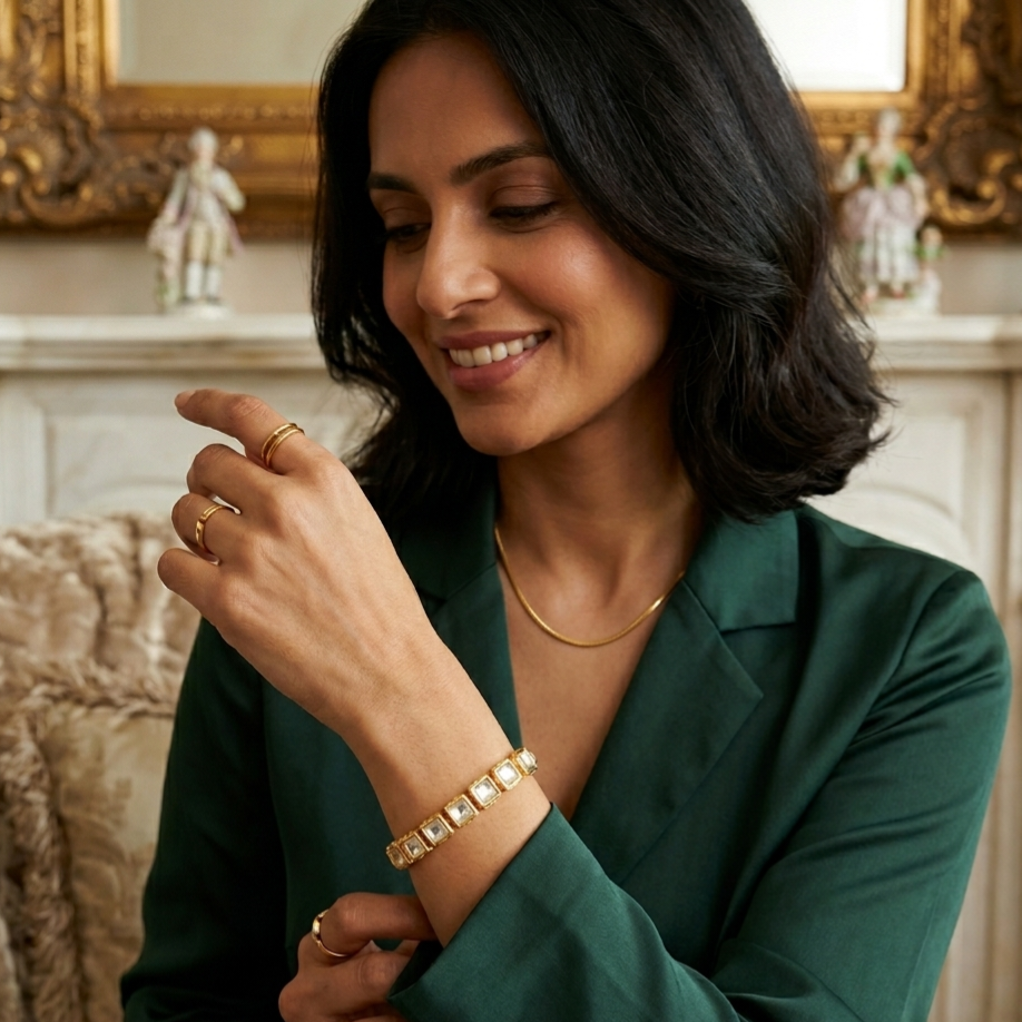 Kundan and gold plated bracelet