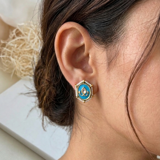 Kundan firoza studs