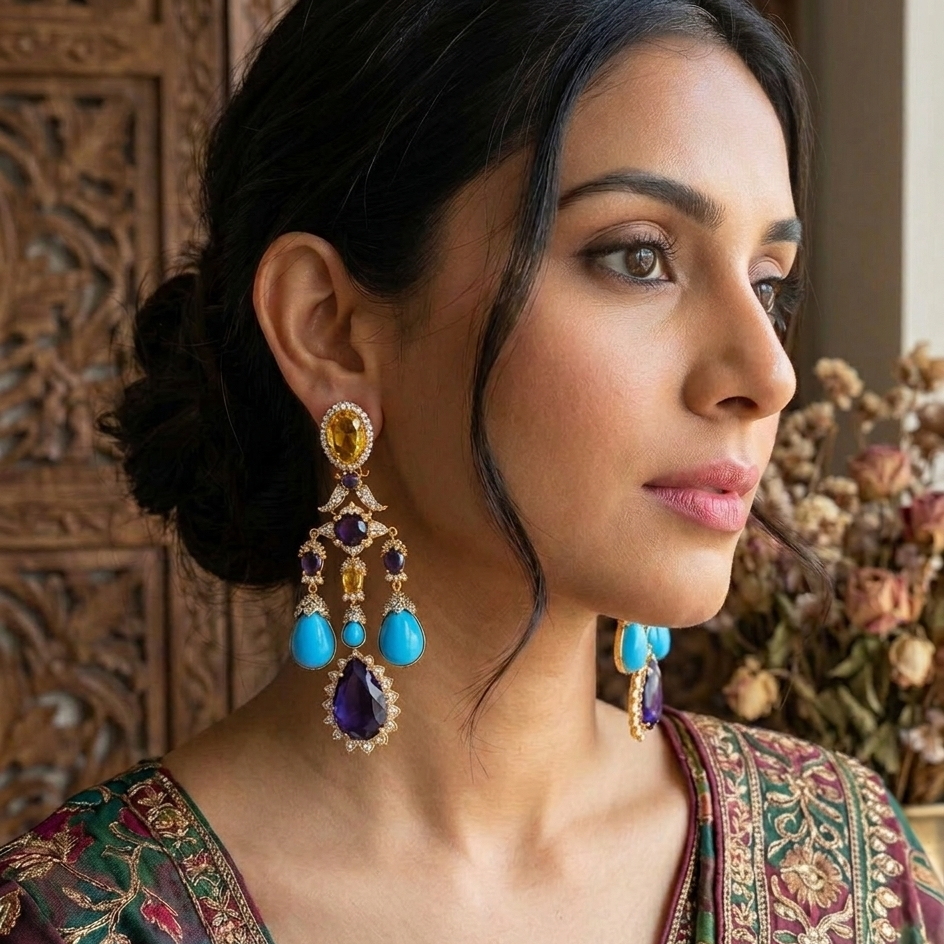 The sapphire and turquoise drop earings