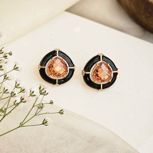Amber Drop Enamel Earrings