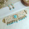 Firoza and pearl chokhar set
