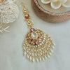 Pink kundan maang tikka