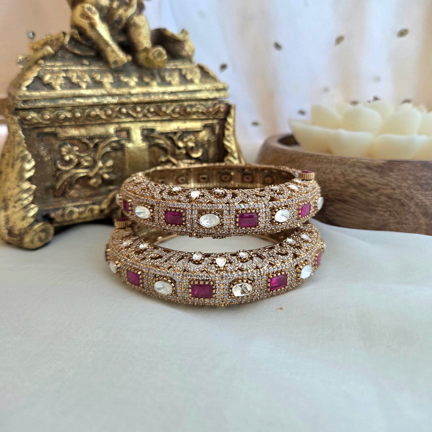 Ruby diamond openable kada ( one pair )