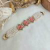 Hot pink kundan and pearl bracelet