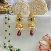 Golden and ruby drop jhumki