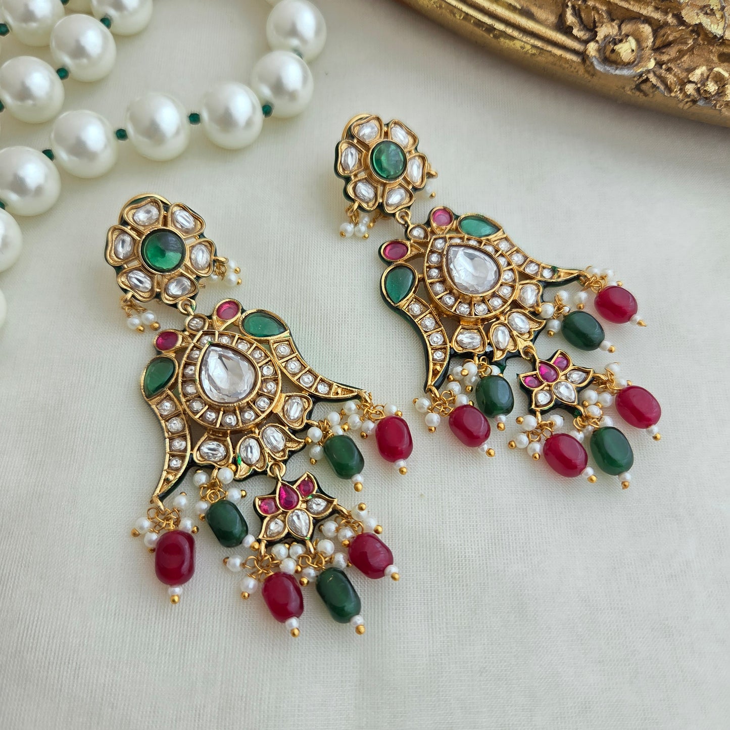 Morni kundan earrings