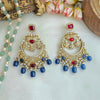Ruby and blue droplets chandbali