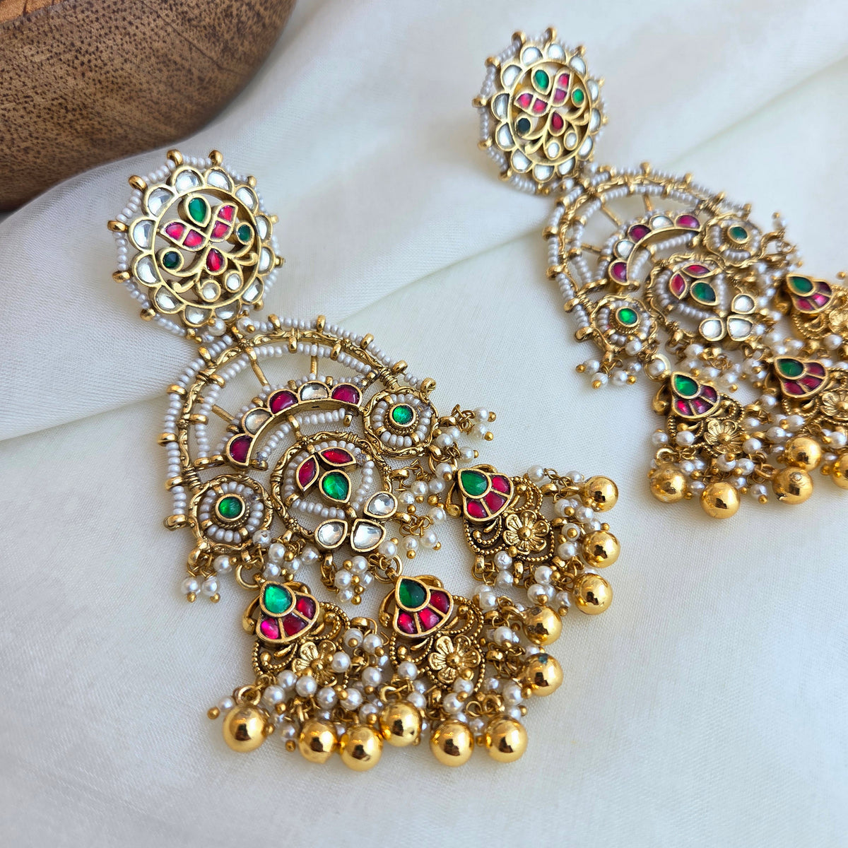 Pachi kundan traditional earrings