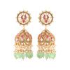 Lotus Kundan Jhumka Earrings with Traditional Detailing