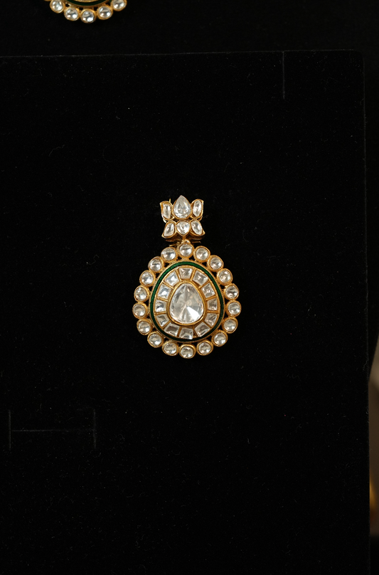 Bridal Polki Choker Necklace Set with Tikka