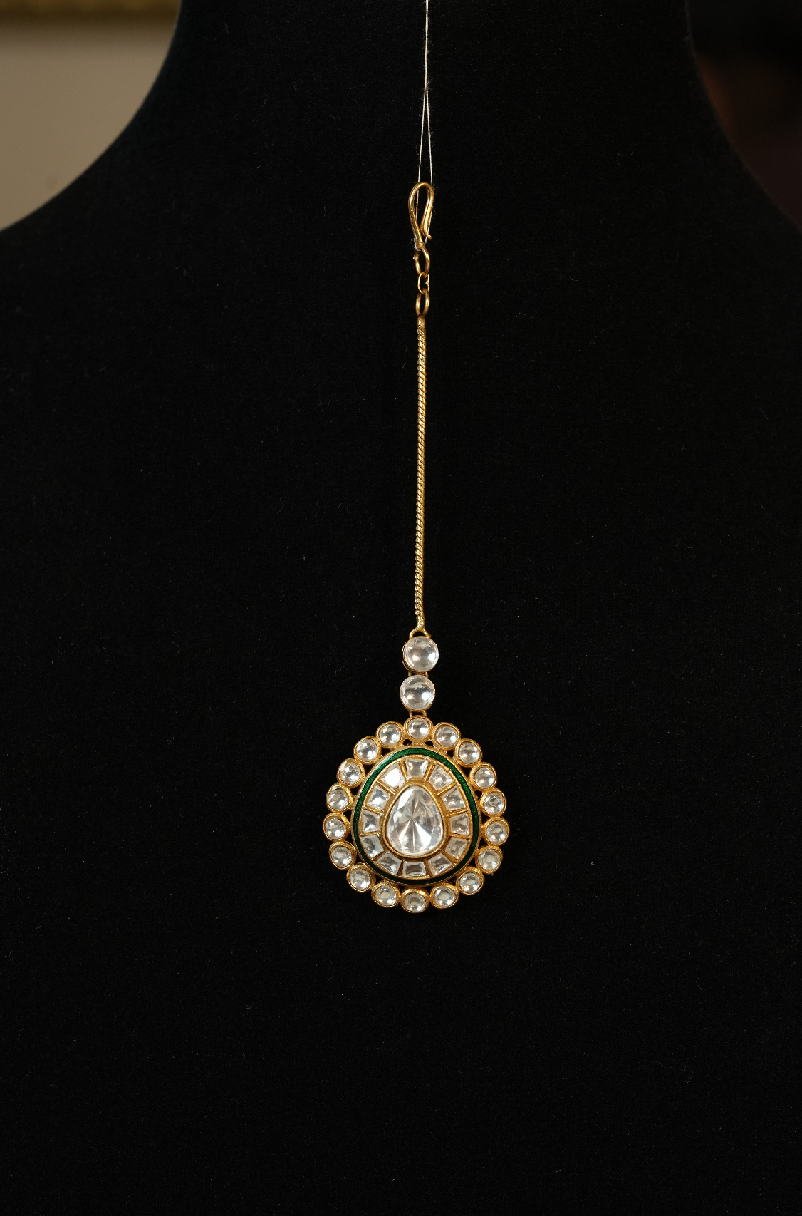 Bridal Polki Choker Necklace Set with Tikka