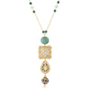 Silver Long Pendant Necklace with Kundan Detailing