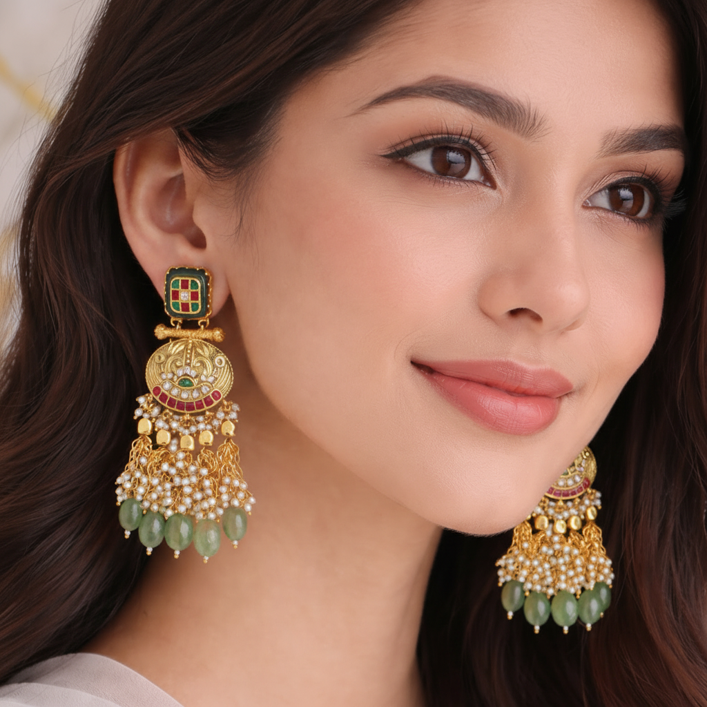 Golden dangler earrings