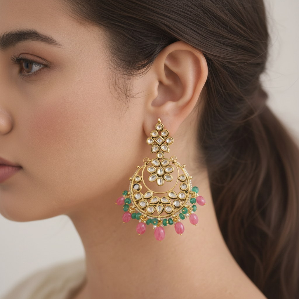 Kundan chandbali earrings