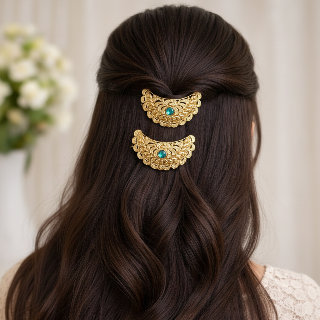 Rajputani chandbali hairclips( 1 pair )
