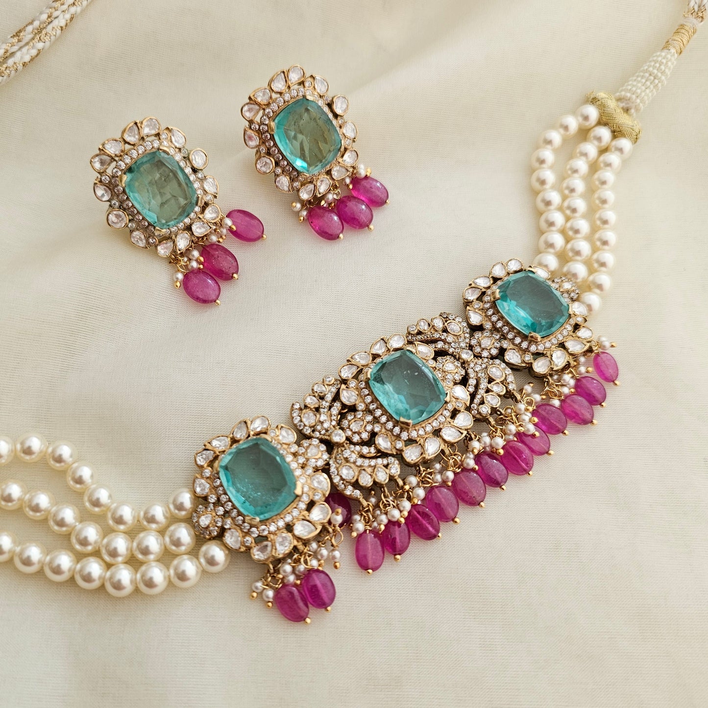 Moissanite polki chokar set
