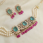 Moissanite polki chokar set