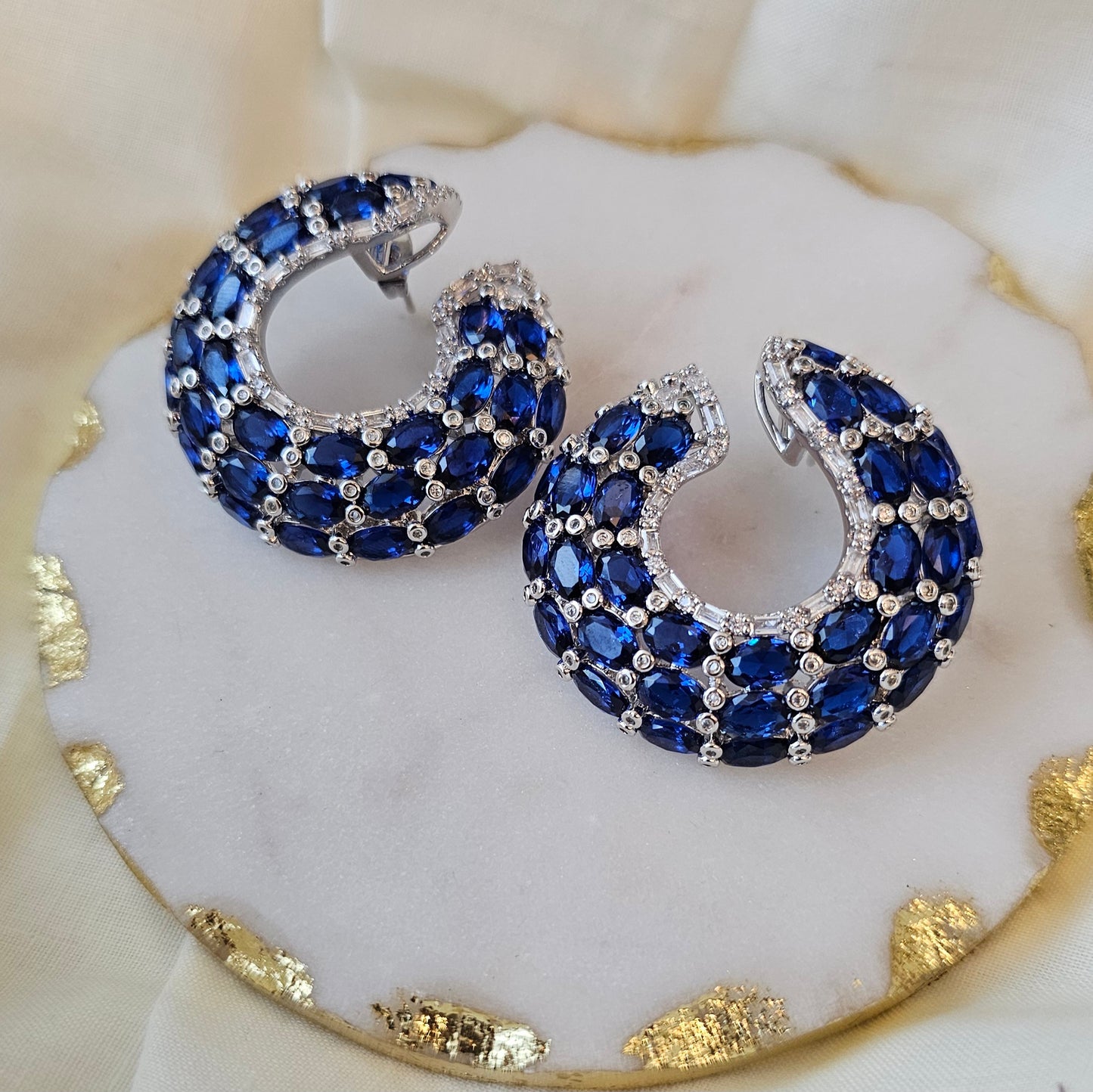 Sapphire and diamond hoops