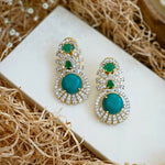 Turquoise emerald statement earrings