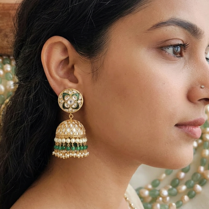 Traditional gold patra jhumki