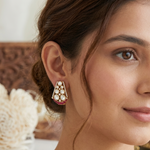 Ruby and diamond polki hoops