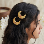 Ruby and gold hairpins( 1 pair )