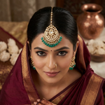 Emerald droplets kundan maang tikka