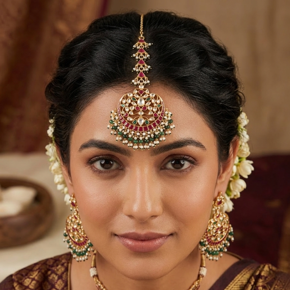 Kundan maang tikka