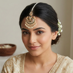Emerald and kundan maang tikka