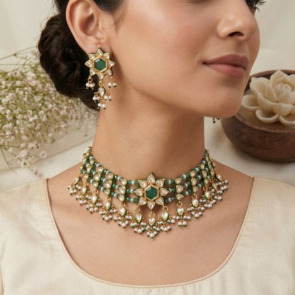 Emerald chokhar set