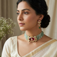 Hot pink and green beaded chokar set