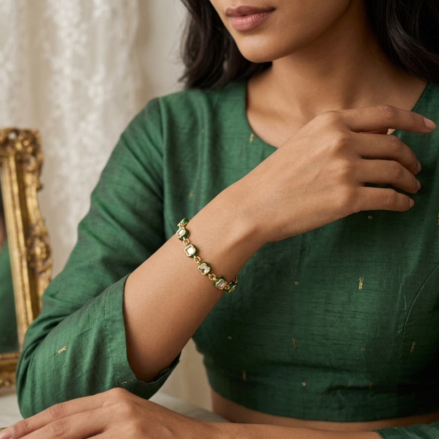 Meenakari kundan floral bracelet