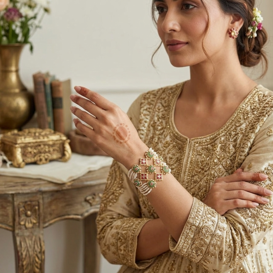 Kundan and pearl bracelet