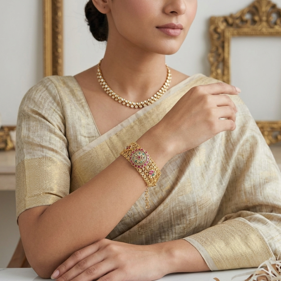 Floral medallion bracelet