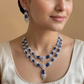 Two layer blue sapphire necklace set