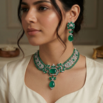 Emerald diamond necklace set