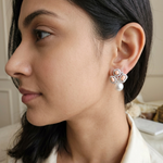Diamond pearl drop earings