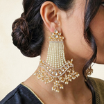 Kundan and pearl chandelier earrings