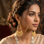 Beautiful long matsya golden earrings