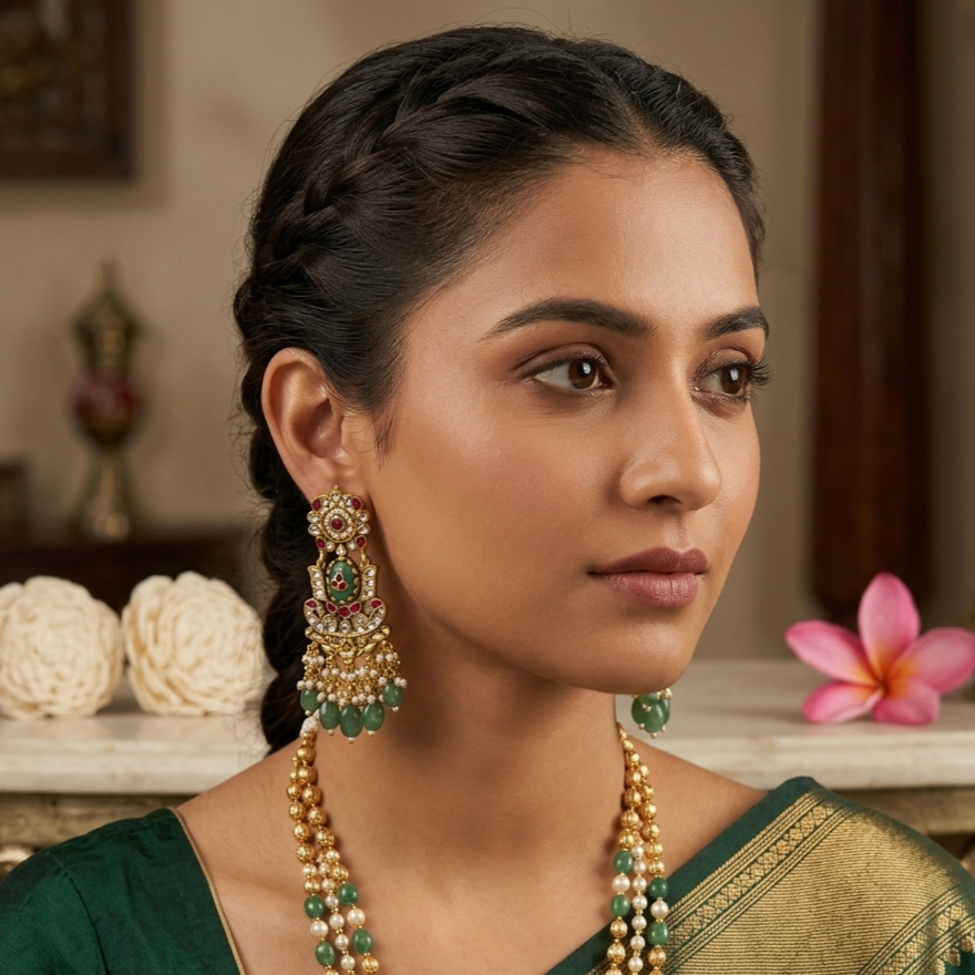 Traditional kundan earrings