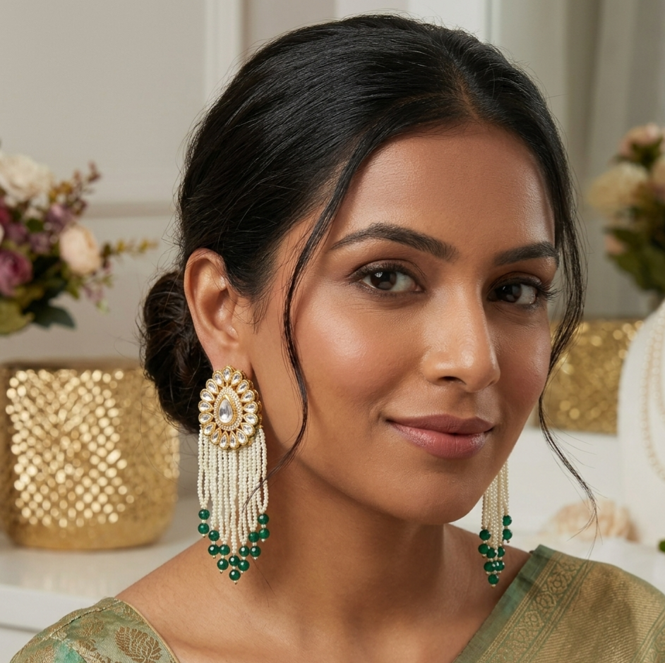 Waterfall pearl drops earrings