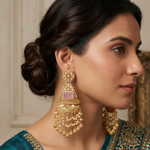 Baby pink long dangler earrings