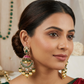 Pink and green jhumka chandbali earrings