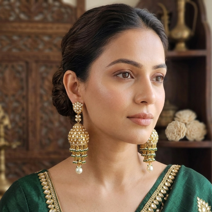 Kundan layered jhumka