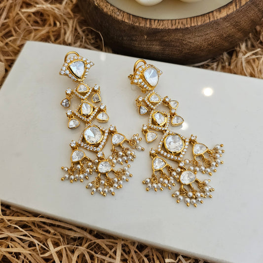 Moissanite polki dangler earrings