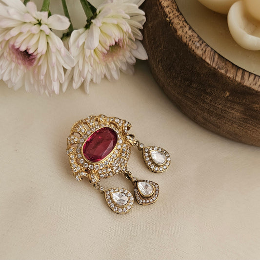 Ruby stone broach